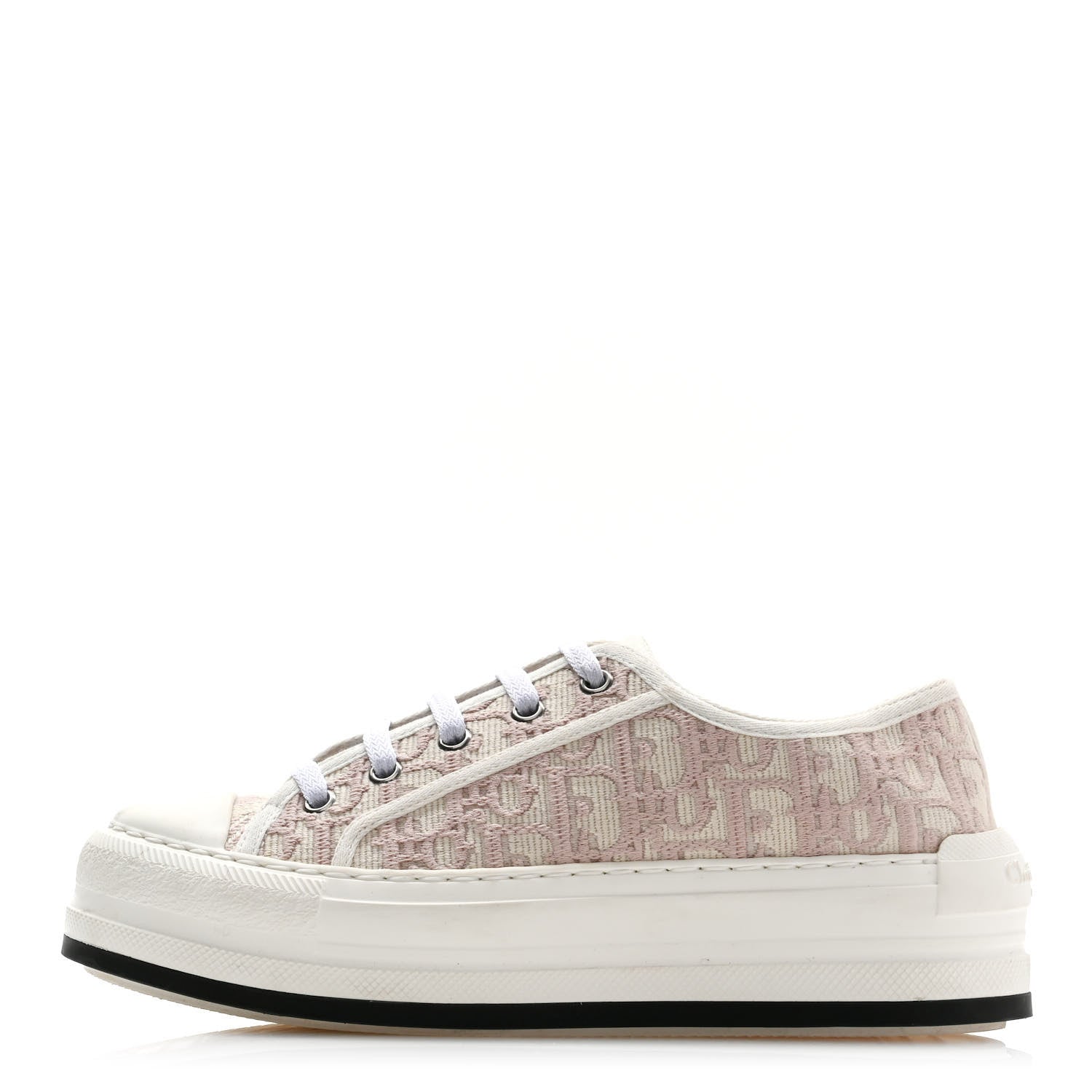 Christian Dior Canvas Lurex Oblique Walk'N'Dior Platform Sneakers 37.5 Powder Nude 1 of 13