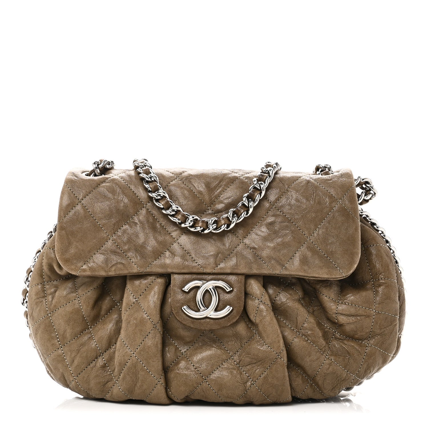 Chanel Washed Lambskin Quilted Medium Chain Around Messenger Brown 1 of 10