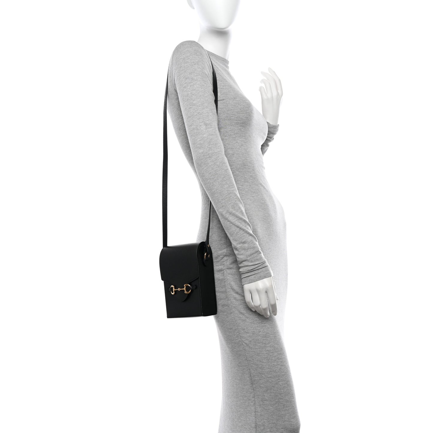 Dollar Calfskin Vertical Horsebit 1955 Crossbody Bag Black