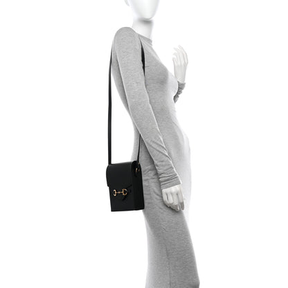 Gucci Dollar Calfskin Vertical Horsebit 1955 Crossbody Bag Black 2 of 12