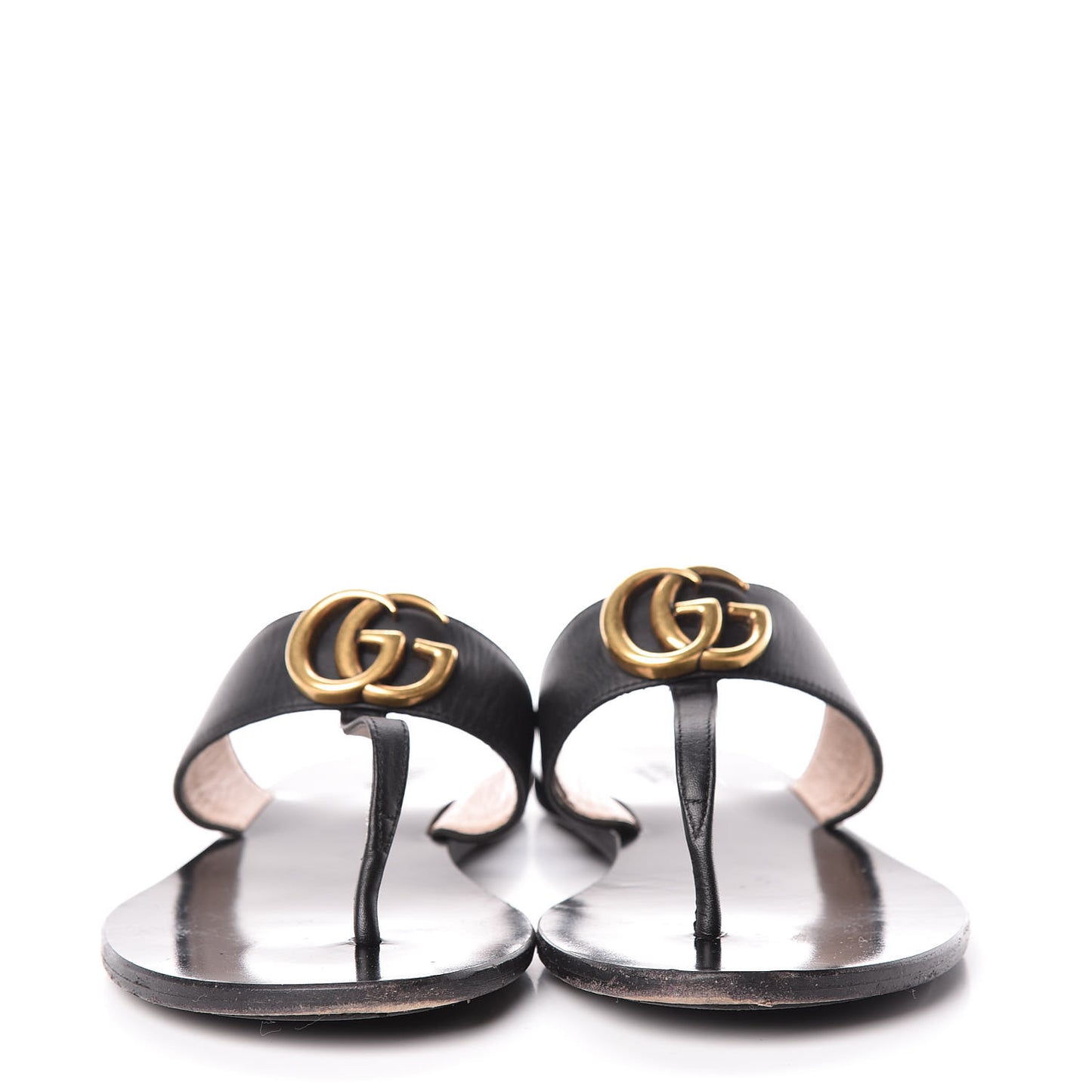 Calfskin GG Marmont Thong Sandals 36.5 Black