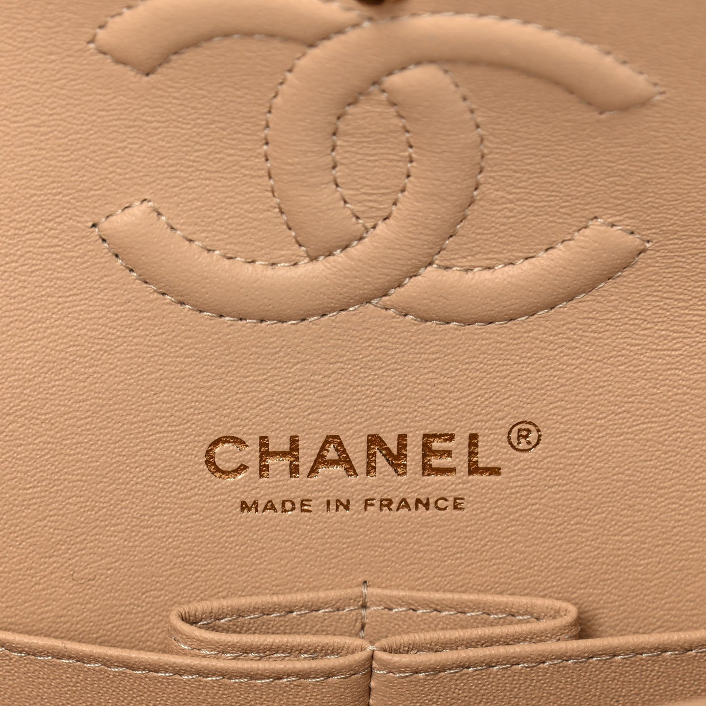 Caviar Quilted Small Double Flap Beige
