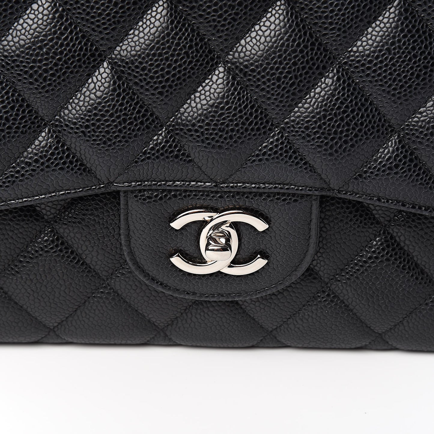 Caviar Quilted Jumbo Double Flap Black