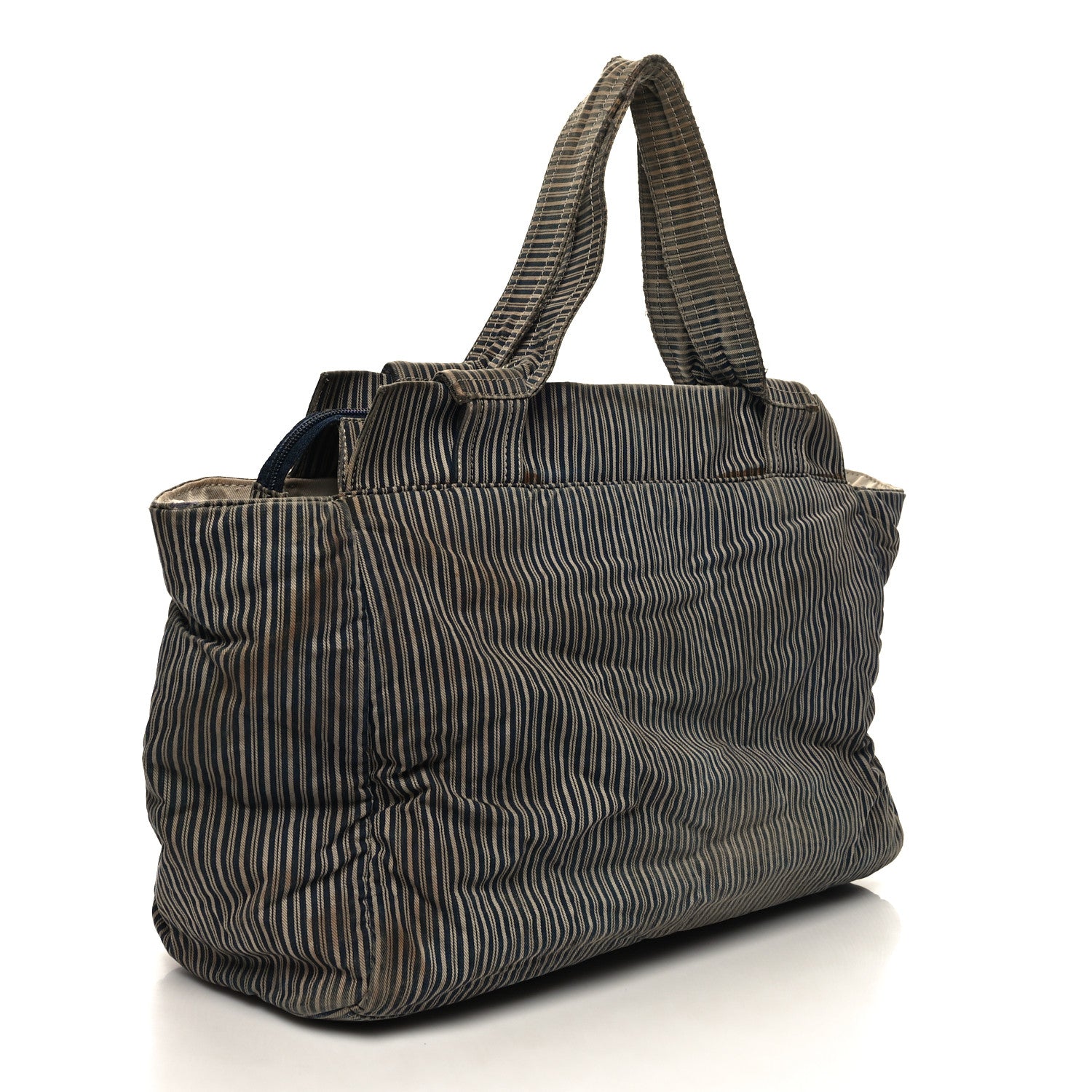Chanel Canvas Sequin Stripe CC Tote Blue 3 of 16