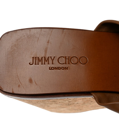 Jimmy Choo Nappa Cork June 90 Platform Wedge Slide Sandals 36.5 Cuoio 7 of 8