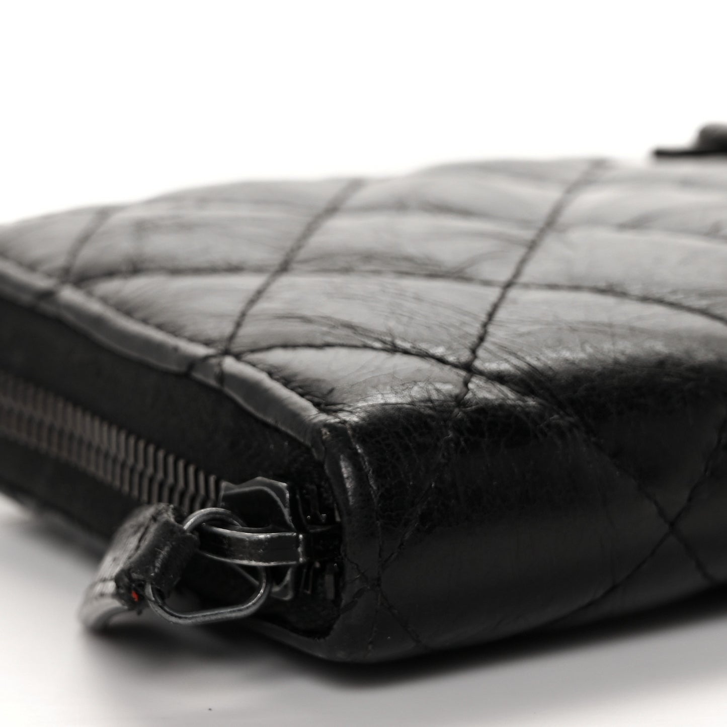 Aged Calfskin Quilted Reissue Large Gusset Zip Around Wallet So Black