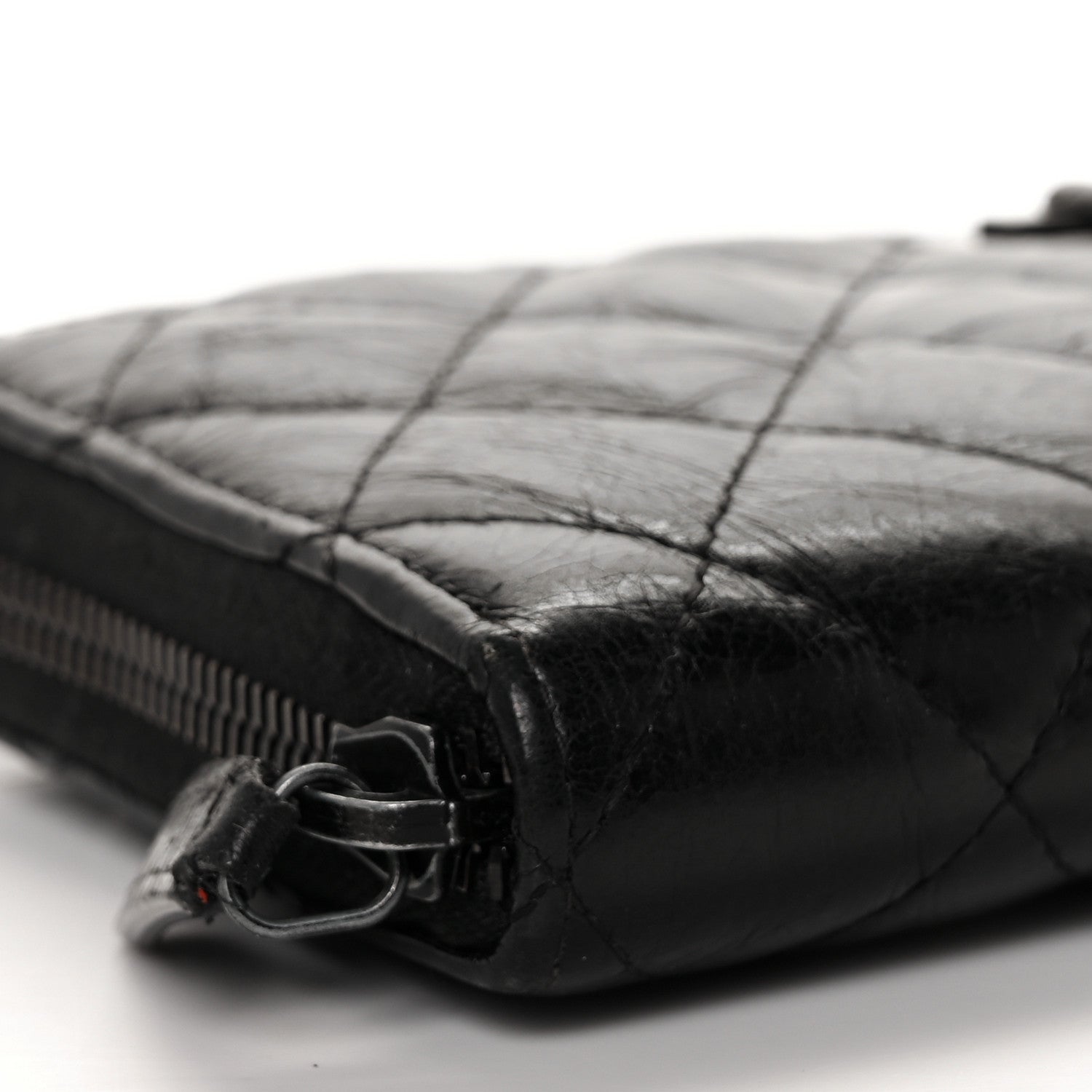 Chanel Aged Calfskin Quilted Reissue Large Gusset Zip Around Wallet So Black 8 of 10
