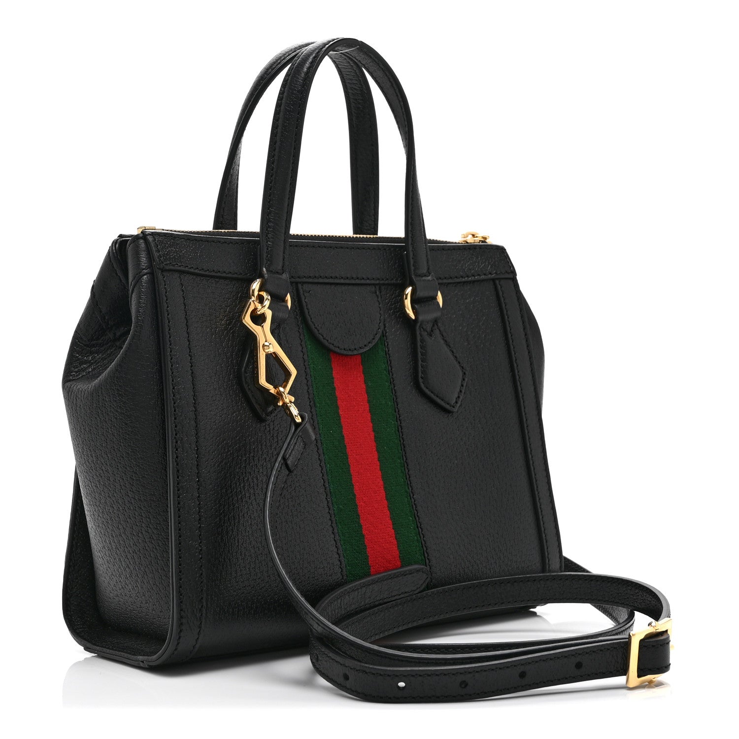 Gucci Textured Calfskin Web Small Ophidia Tote Bag Black 3 of 11
