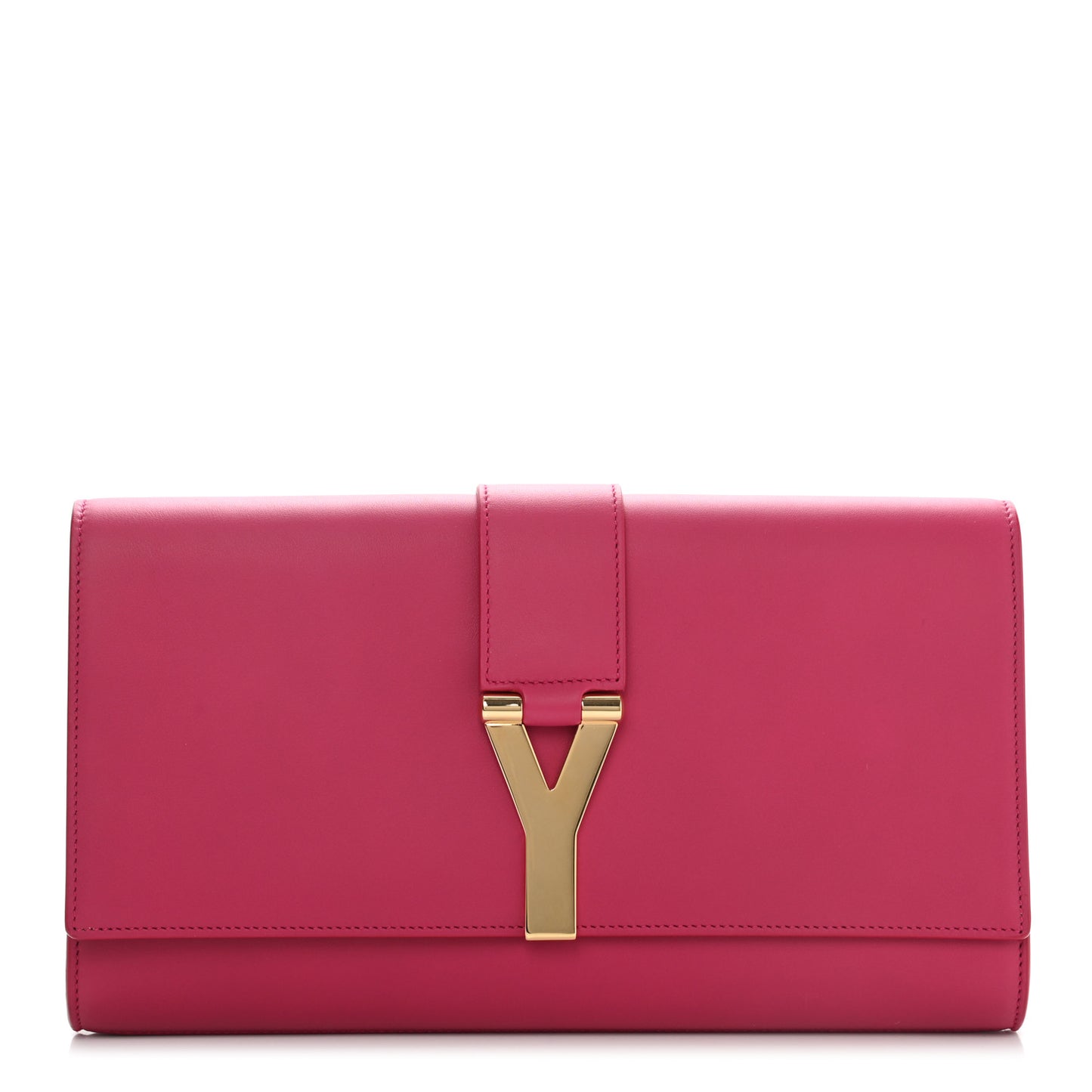 Calfskin Classic Y Ligne Clutch Fuchsia