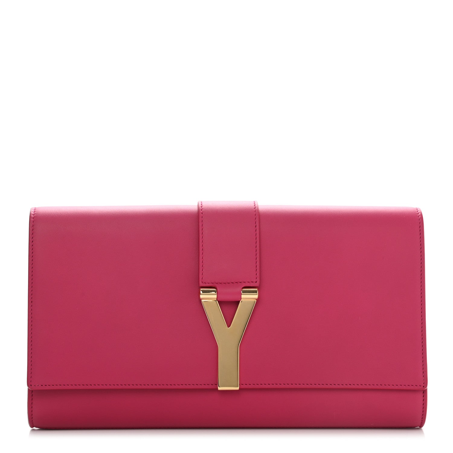 Saint Laurent Calfskin Classic Y Ligne Clutch Fuchsia 1 of 9