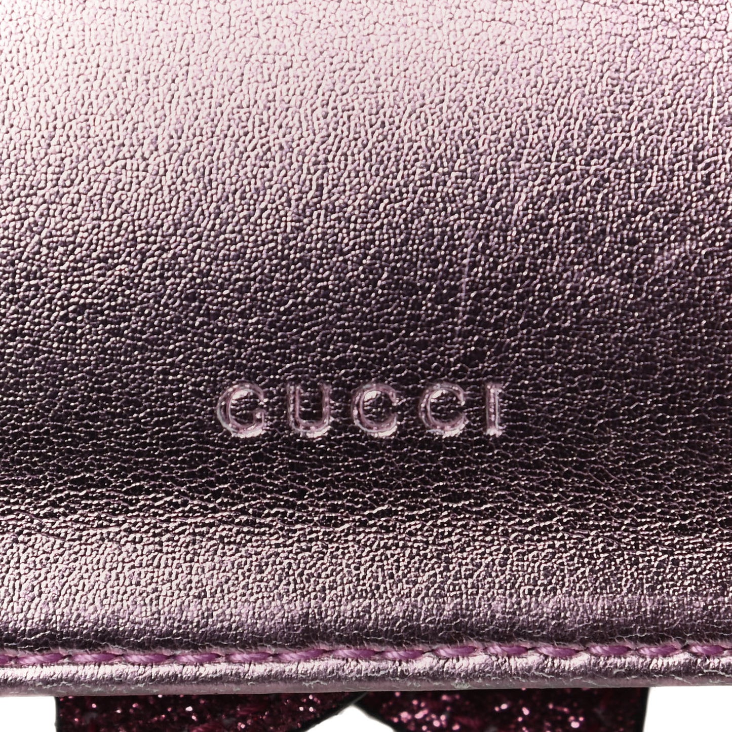 Calfskin Glitter Bow Wristlet Pink Rose