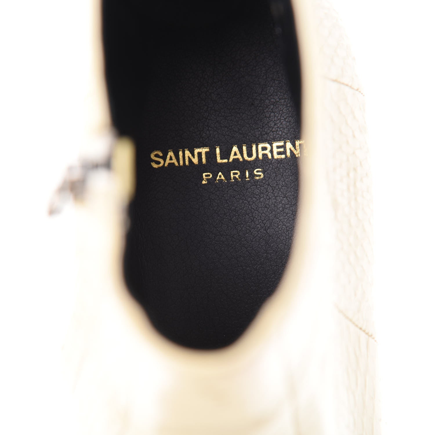 Saint Laurent Lacquered Snakeskin Ayers Finn 60 Crop Zip Boots 37 Cream 8 of 11