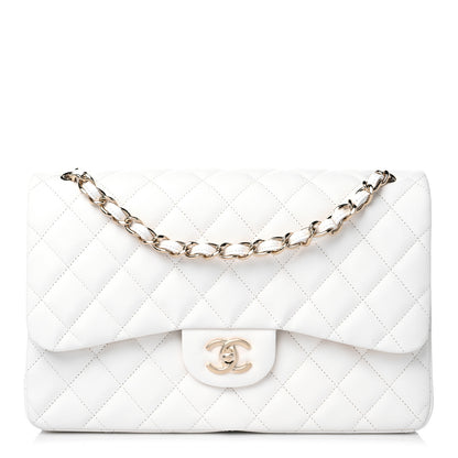 Chanel Caviar Quilted Jumbo Double Flap White 1 of 10