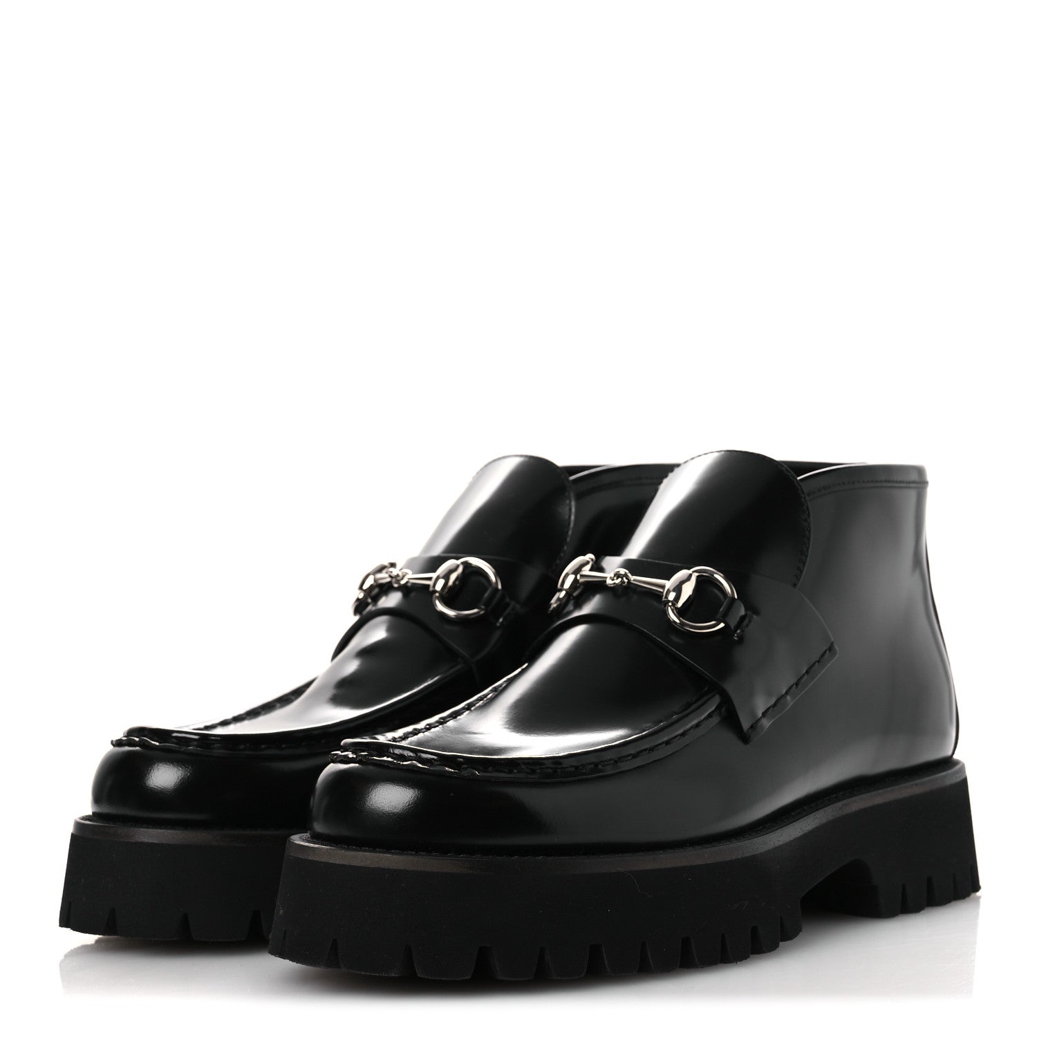 Gucci Cordovan Lux Womens Horsebit Platform Ankle Boots 39 Black 4 of 11