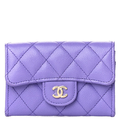 Chanel Caviar Quilted Flap Card Holder Wallet Purple 1 of 12
