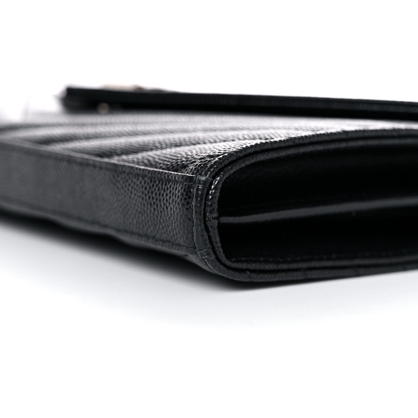 Grain De Poudre Matelasse Chevron Monogram Chain Wallet Black