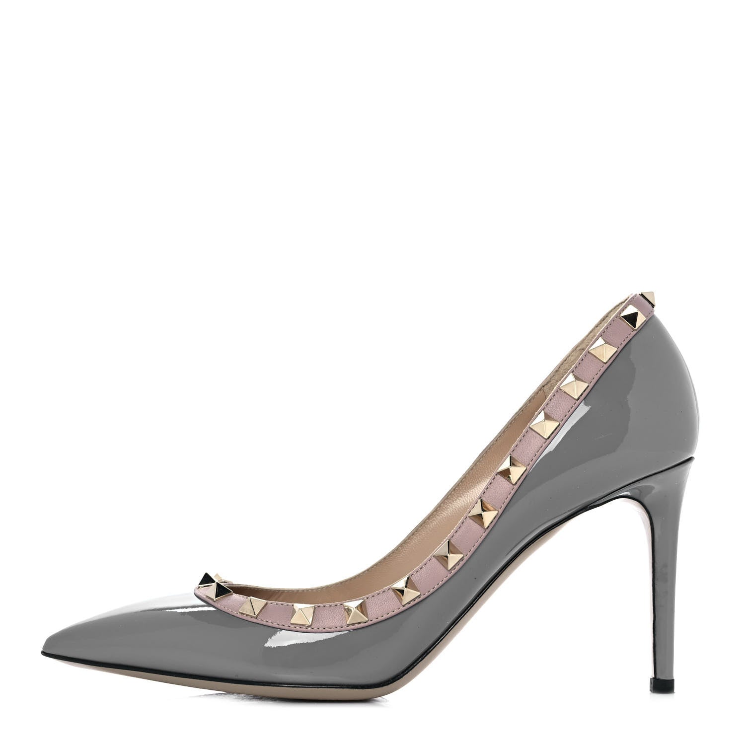 Valentino Garavani Patent Rockstud 85mm Pumps 38 Light Stone Poudre 1 of 9