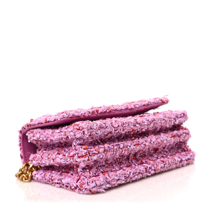 Chanel Tweed Enamel Quilted Pending CC Mini Wallet On Chain WOC Pink Purple 4 of 8
