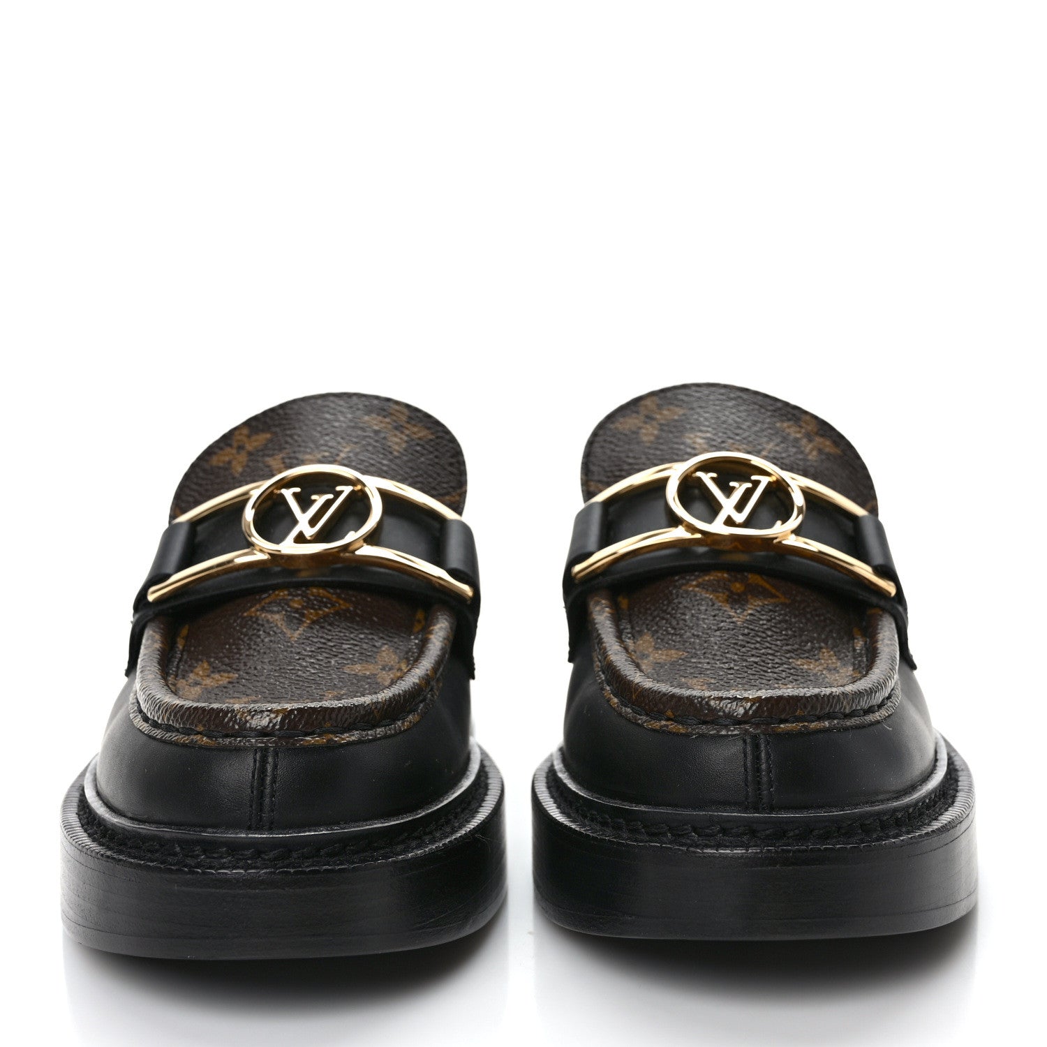Louis Vuitton Monogram Calfskin Academy Loafers 35.5 Black 2 of 7