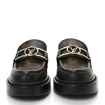 Louis Vuitton Monogram Calfskin Academy Loafers 35.5 Black 2 of 7
