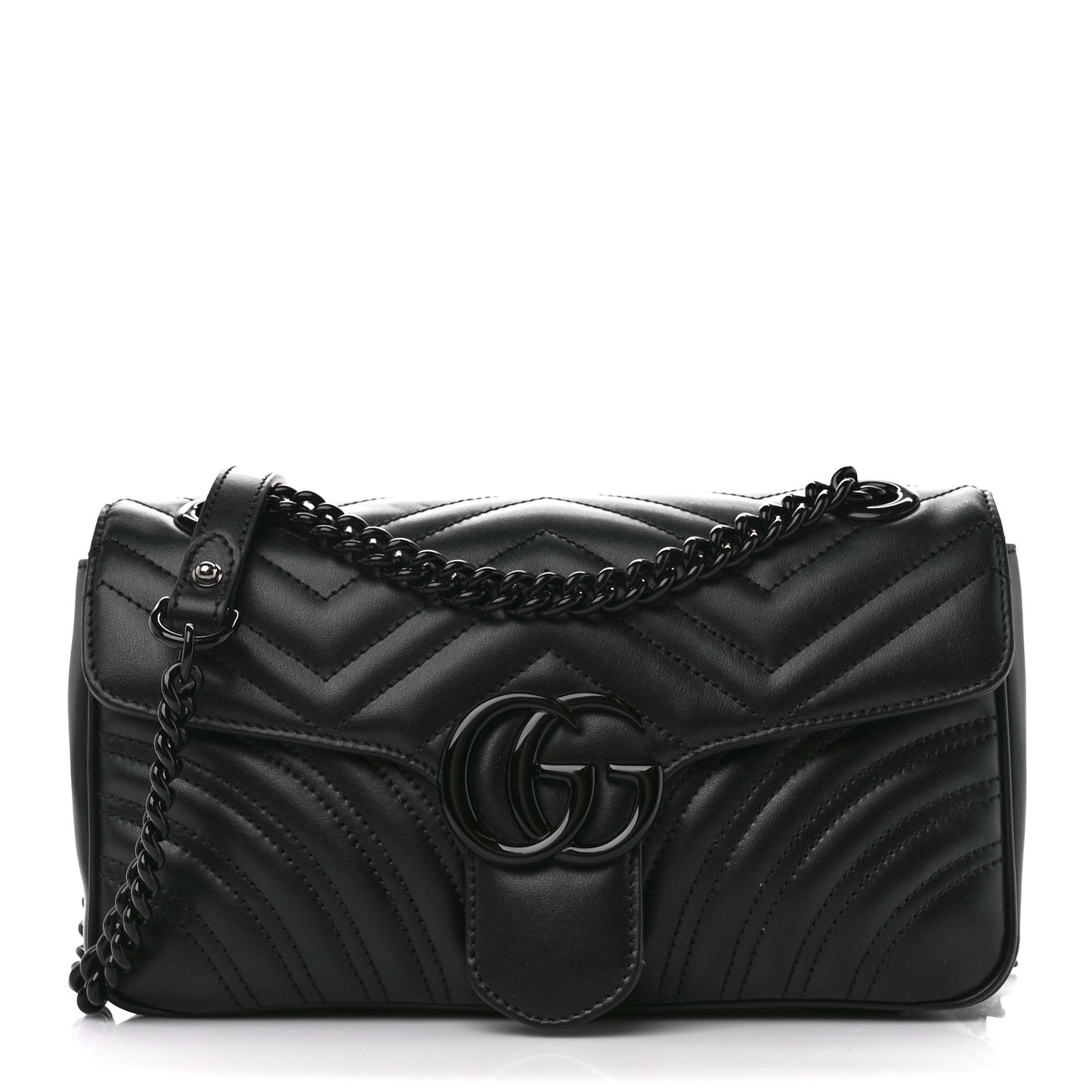 Calfskin Matelasse Monochrome Small GG Marmont Shoulder Bag Black