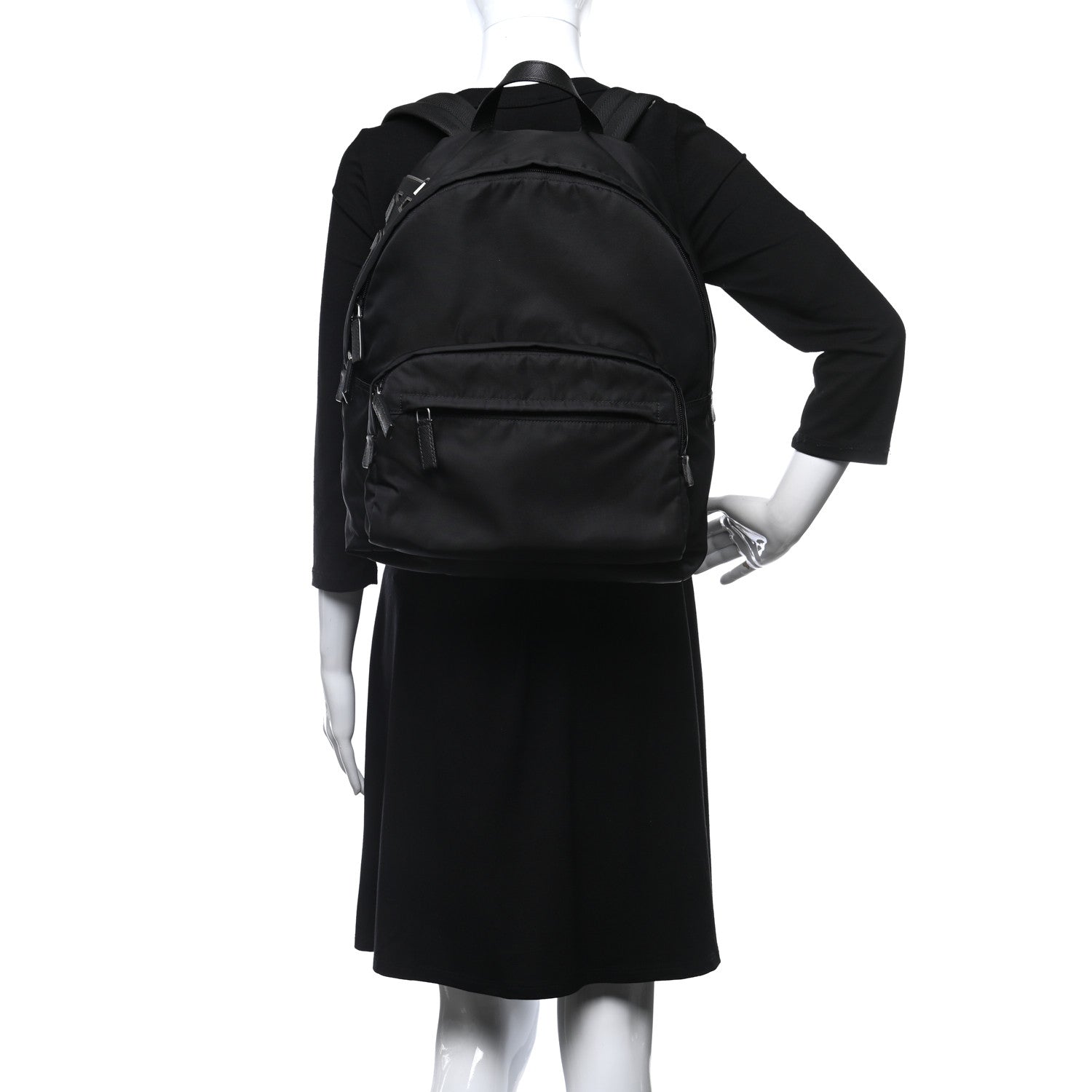 Prada Nylon Tessuto Logo Patch Backpack Black 2 of 11