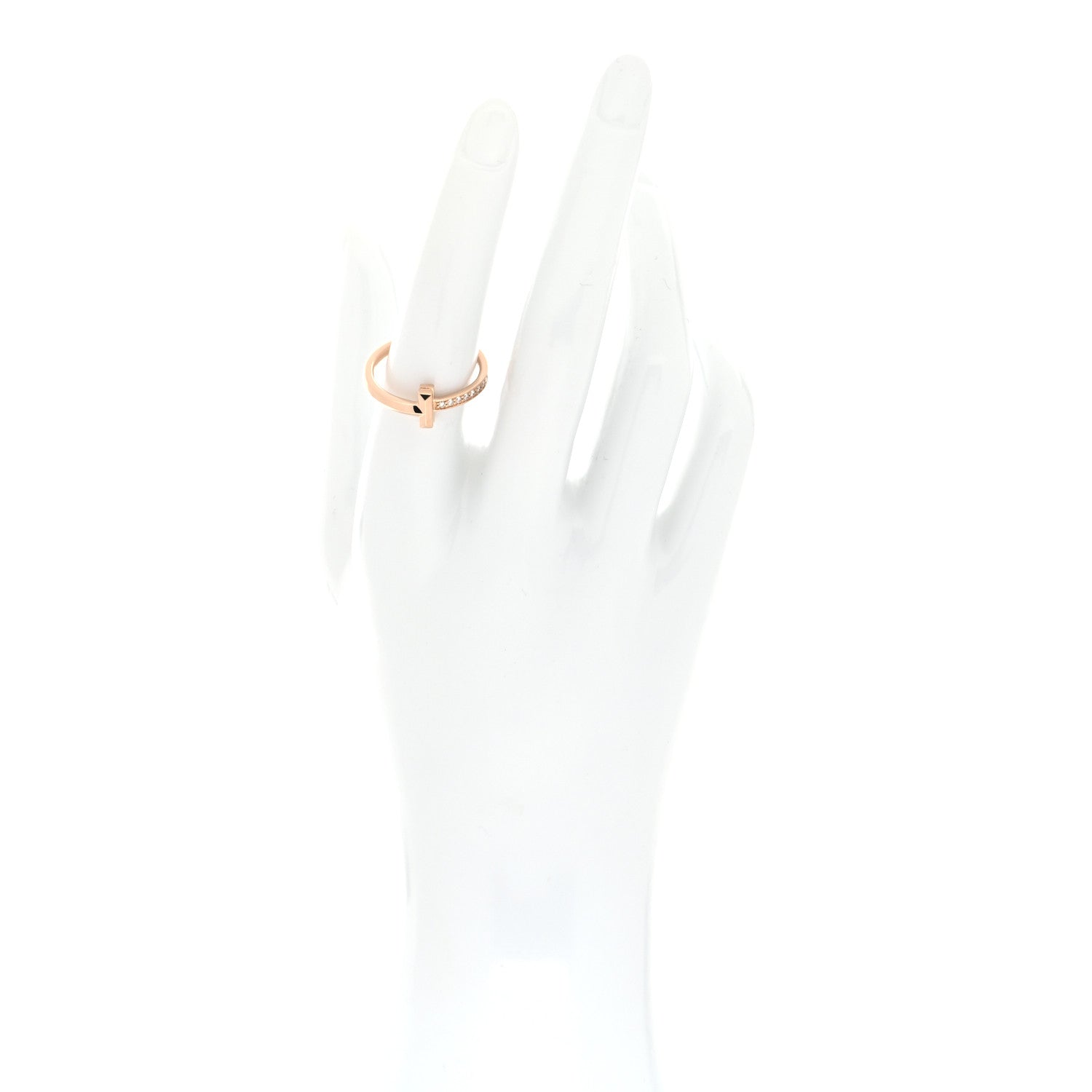 Tiffany 18K Rose Gold Diamond 2.5mm T T1 Ring 56 7.5 2 of 5