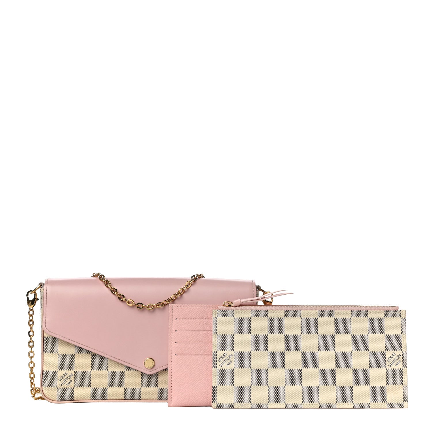 Louis Vuitton Damier Azur Calfskin Pochette Felicie Eau de Rose 1 of 11