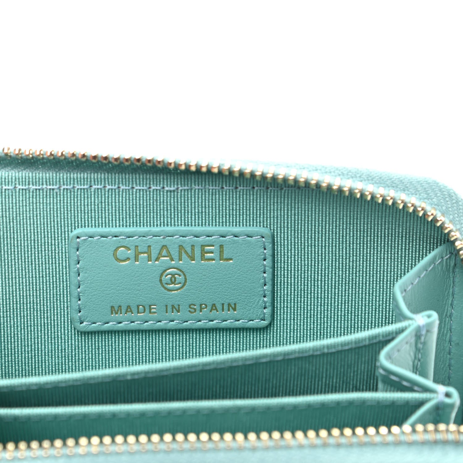Chanel Caviar Quilted Zip Coin Purse Light Blue 6 of 10