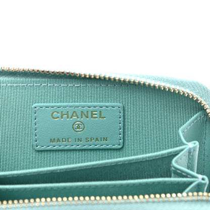 Chanel Caviar Quilted Zip Coin Purse Light Blue 6 of 10