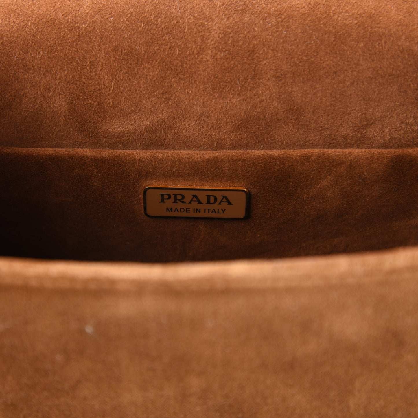 Velluto Ricamo Cahier Shoulder Bag Cammello