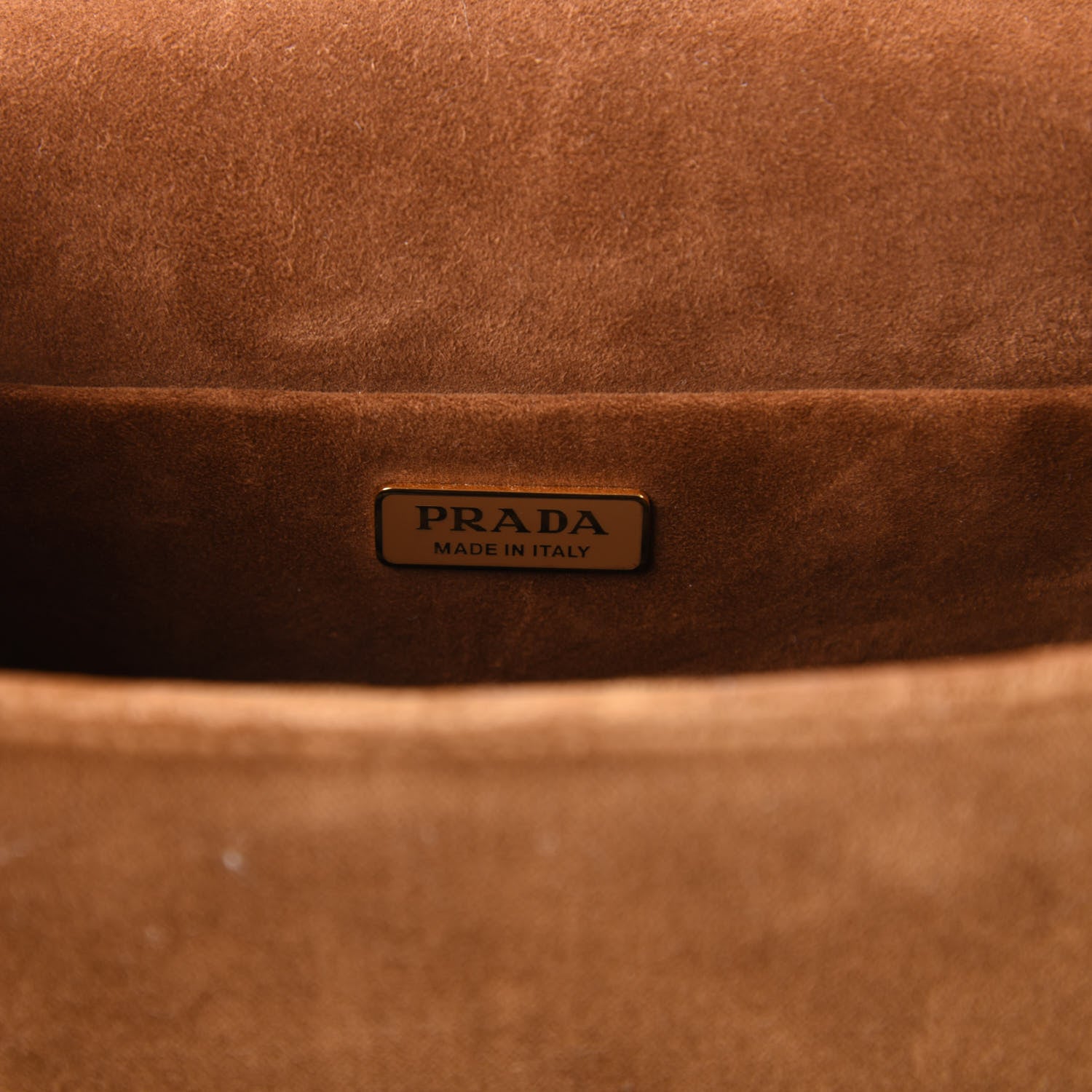 Prada Velluto Ricamo Cahier Shoulder Bag Cammello 8 of 9