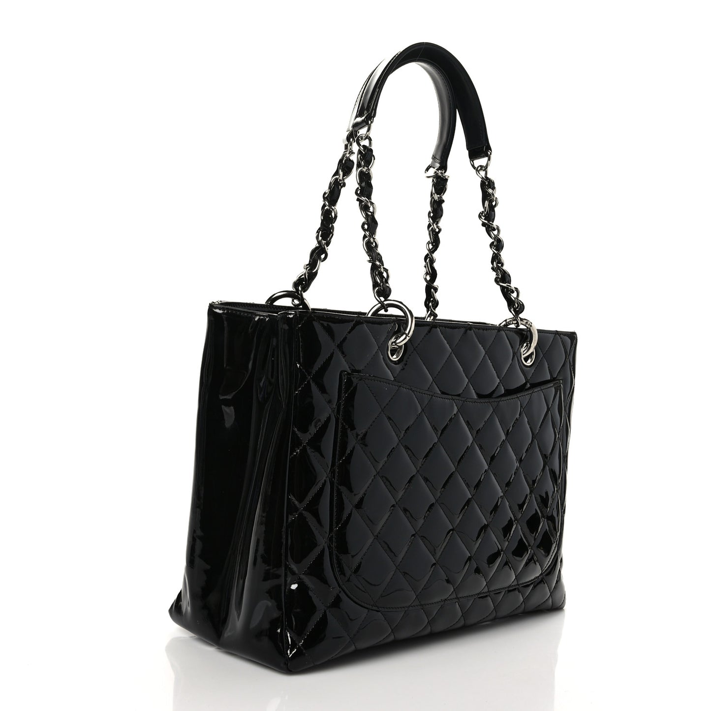 Patent Quilted Grand Shopping Tote GST Black