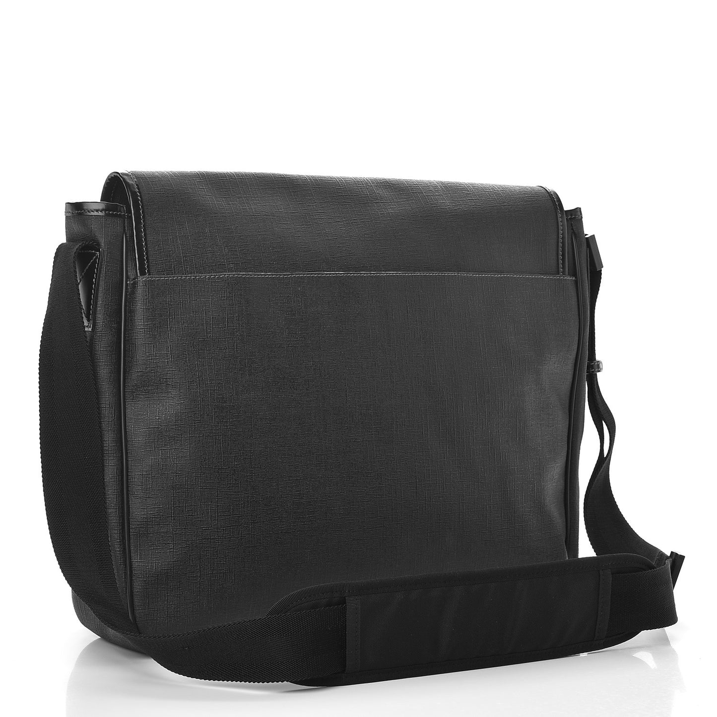 Coated Canvas Interlocking G Large Flap Messenger Bag Black