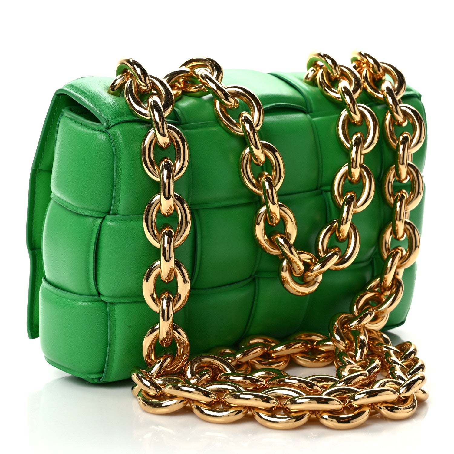 Bottega Veneta Lambskin Maxi Intreccio Padded Chain Cassette Crossbody Bag Grass 3 of 14