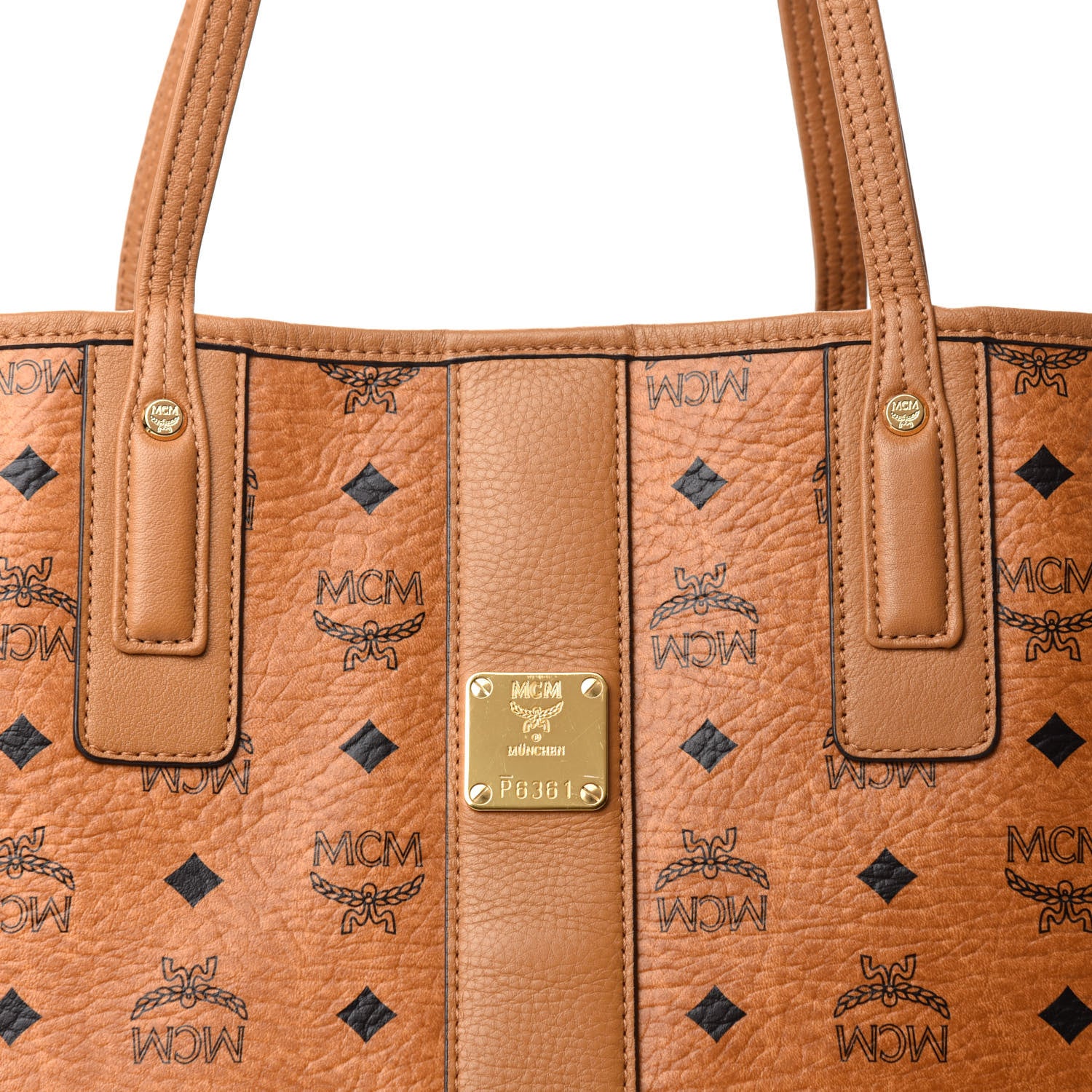 MCM Visetos Medium Liz Reversible Shopper Tote Cognac 12 of 19