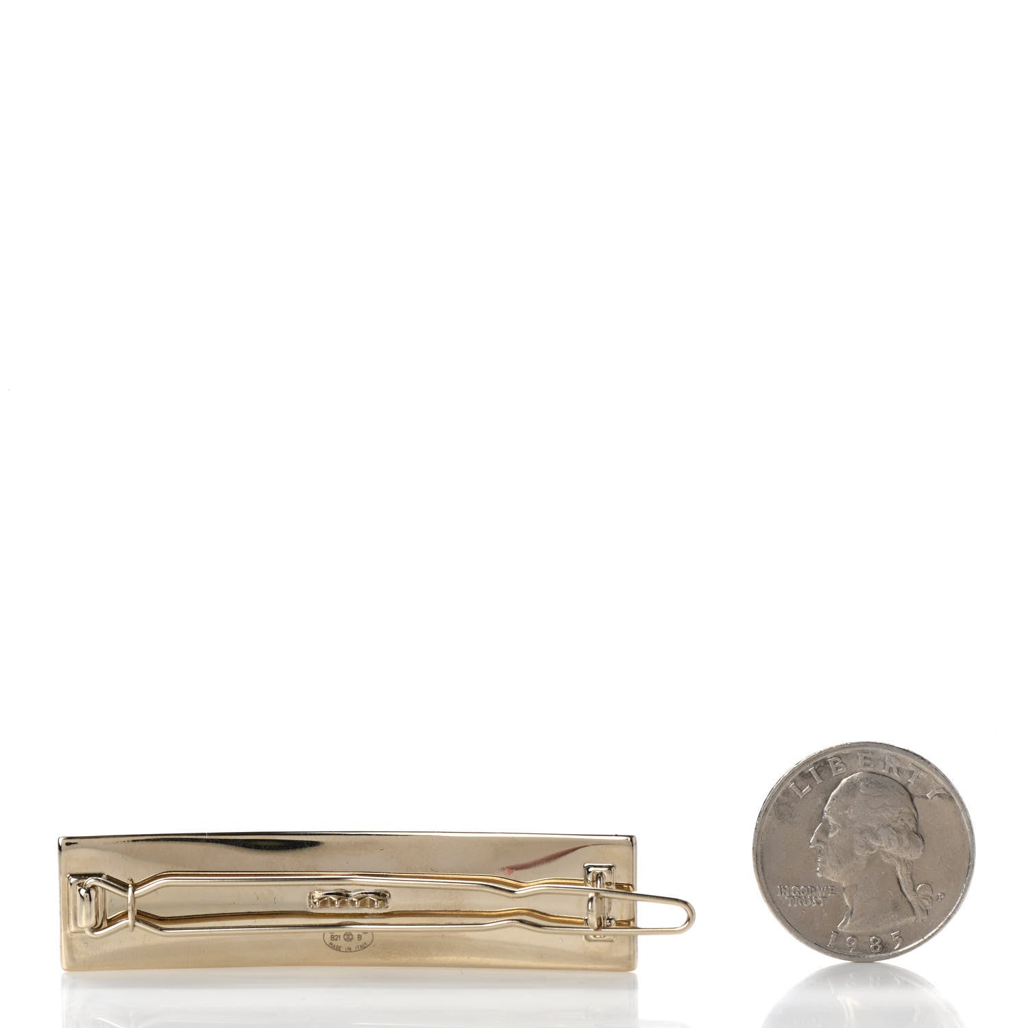 Chanel Metal Enamel Logo Hair Clip Gold 2 of 3