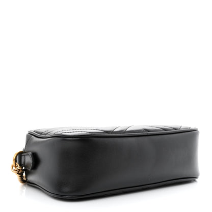Gucci Calfskin Matelasse Small GG Marmont Chain Shoulder Bag Black 4 of 10