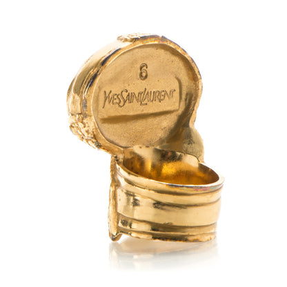Saint Laurent Glass Cabochon Arty Ovale Ring 6 Gold Coral 3 of 3