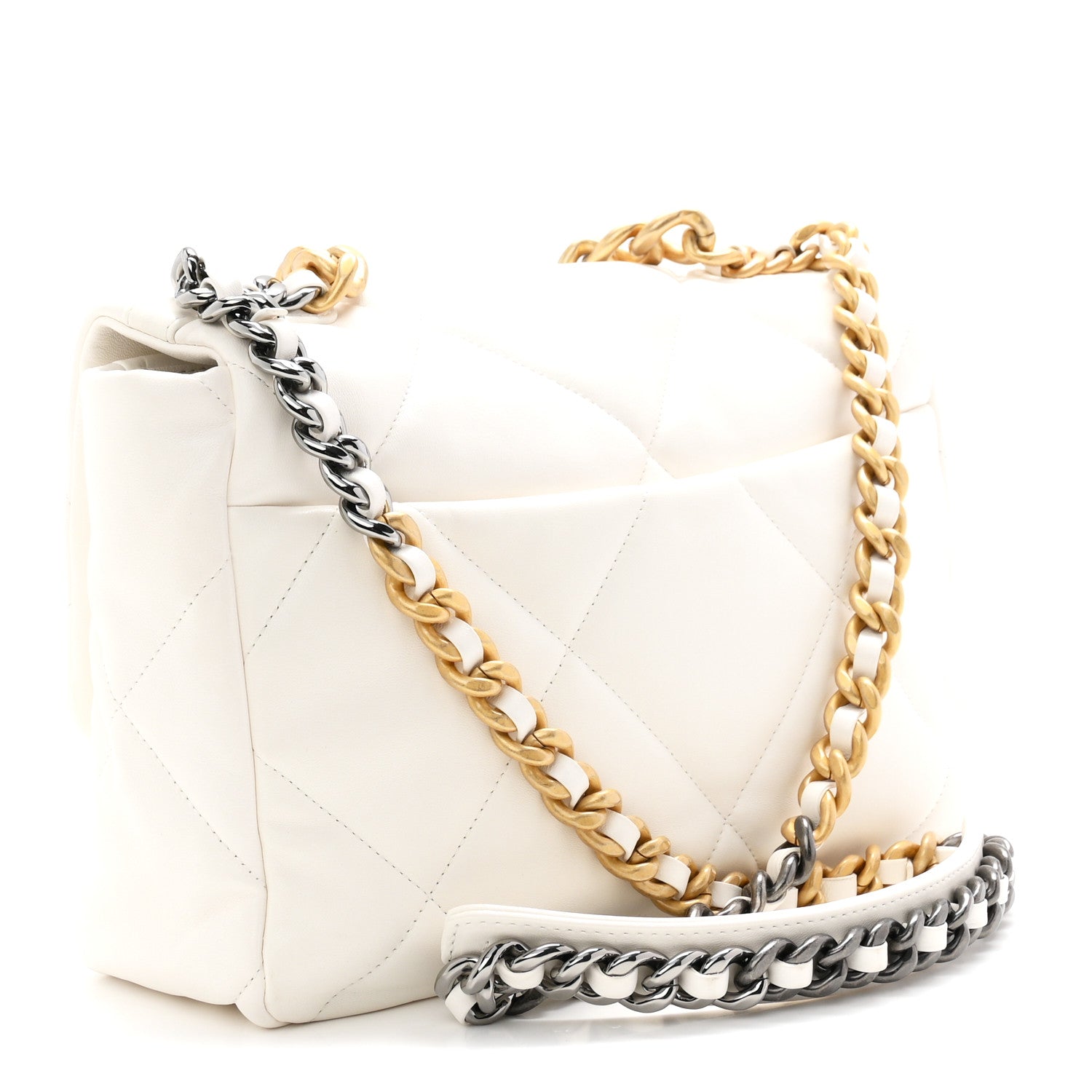 Chanel Lambskin Quilted Large Chanel 19 Flap White 3 of 10