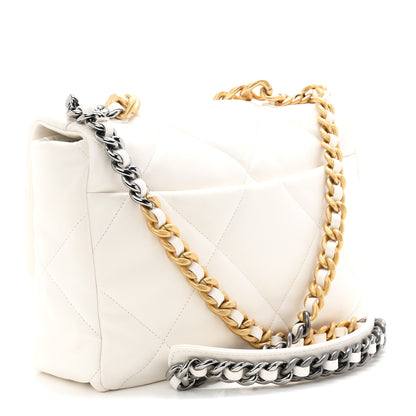 Chanel Lambskin Quilted Large Chanel 19 Flap White 3 of 10
