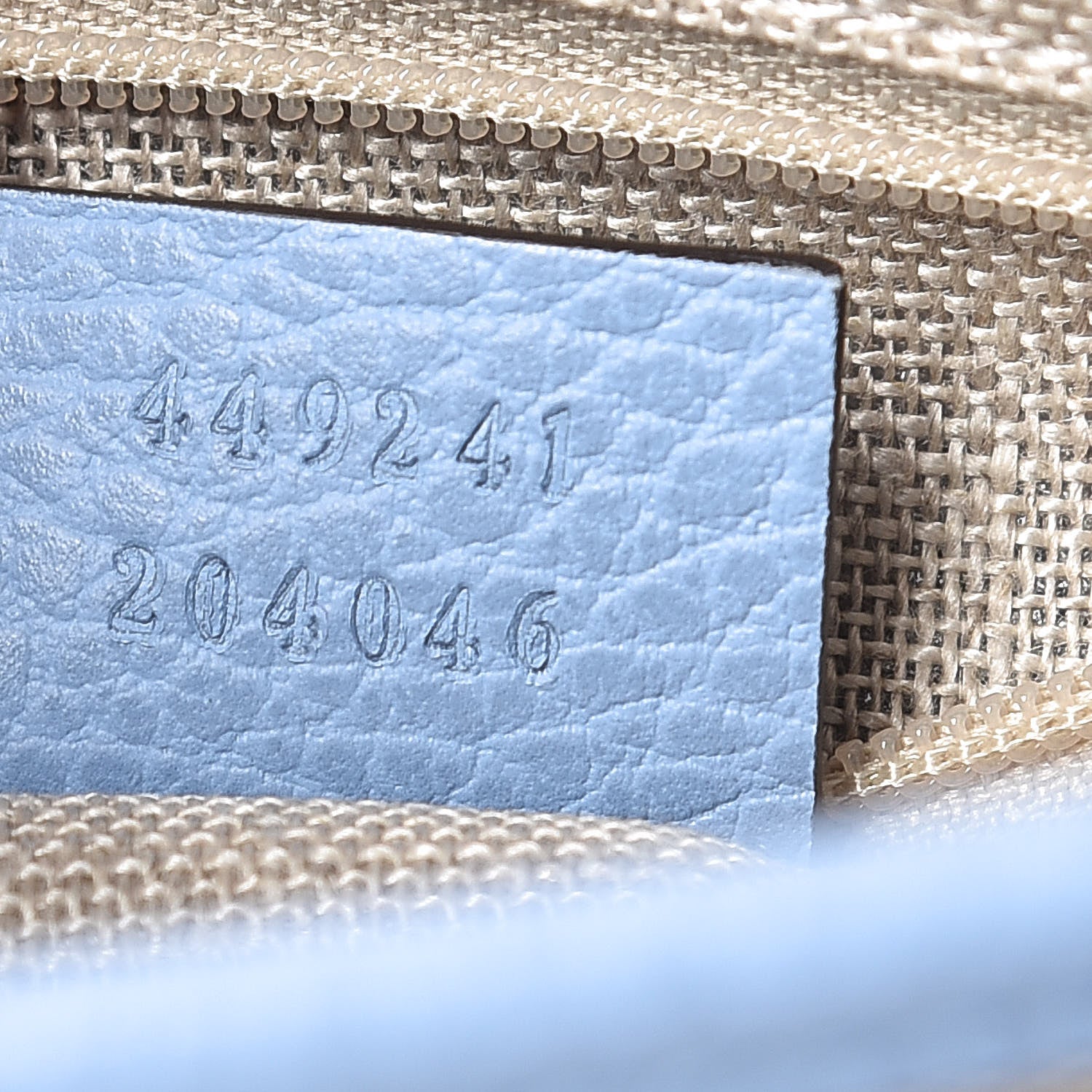 Gucci Monogram Dollar Calfskin Small Bree Tote Beige Ebony Mineral Blue 7 of 9