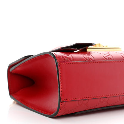 Gucci Guccissima Small Padlock Shoulder Bag Hibiscus Red 12 of 13