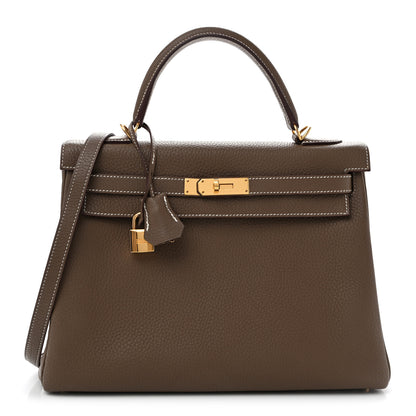 Hermes Taurillon Clemence Kelly Retourne 32 Etoupe 1 of 16