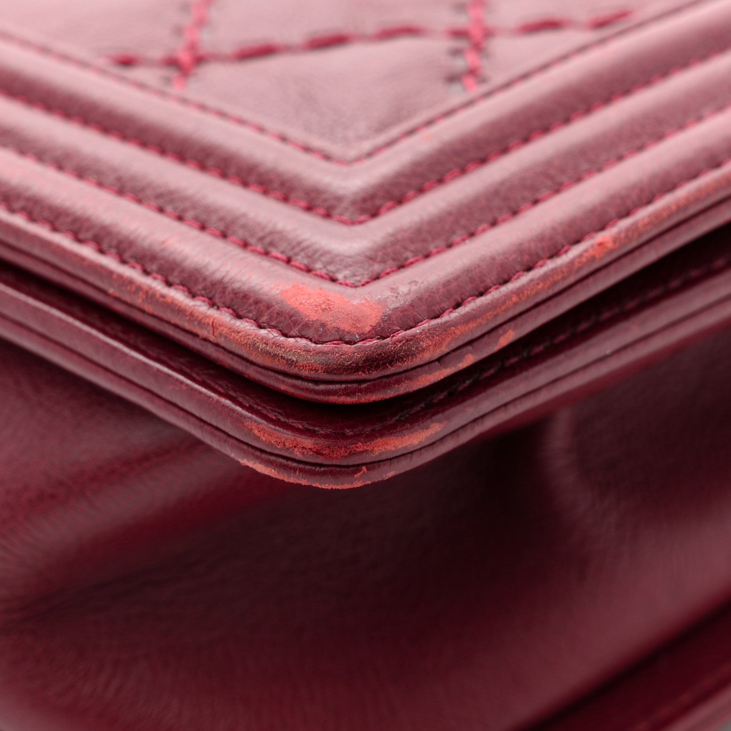 Chanel Calfskin Quilted Double Stitch New Medium Boy Flap Burgundy 10 of 12