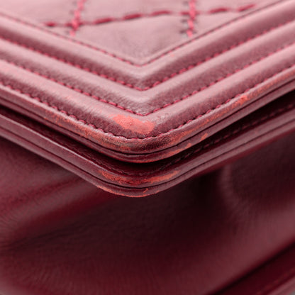 Chanel Calfskin Quilted Double Stitch New Medium Boy Flap Burgundy 10 of 12