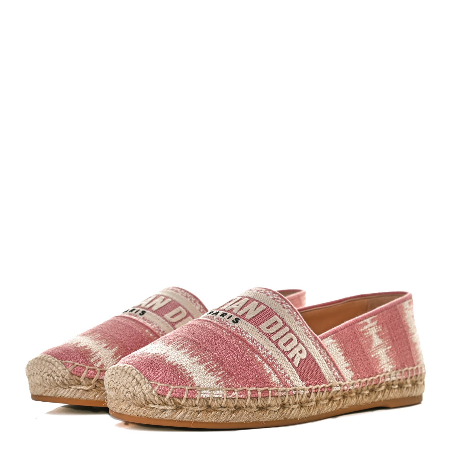 Christian Dior Cotton Embroidered D-Stripes Granville Espadrille 37 Deep Nude 3 of 12