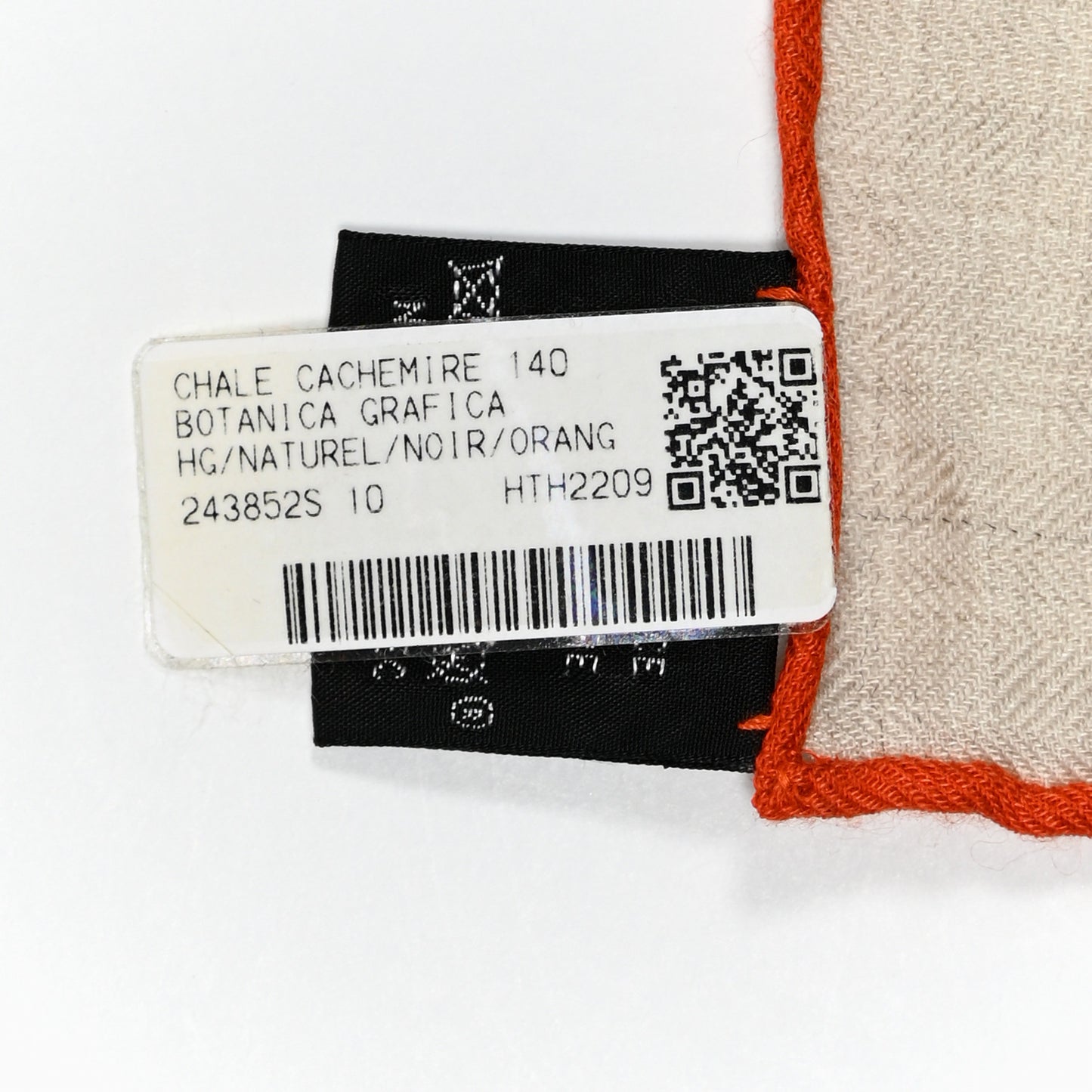 Cashmere Silk Botanica Grafica Shawl 140 Naturel Black Orange