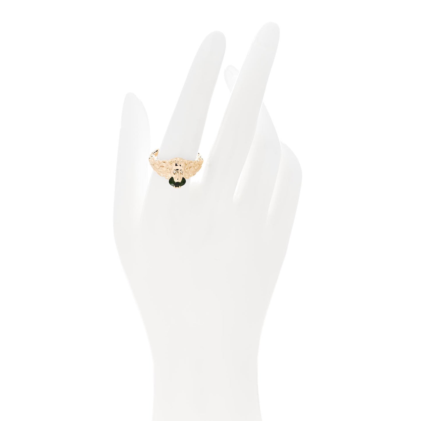18K Yellow Gold Diamond Chrome Diopside Lion Head Ring 58 8.25