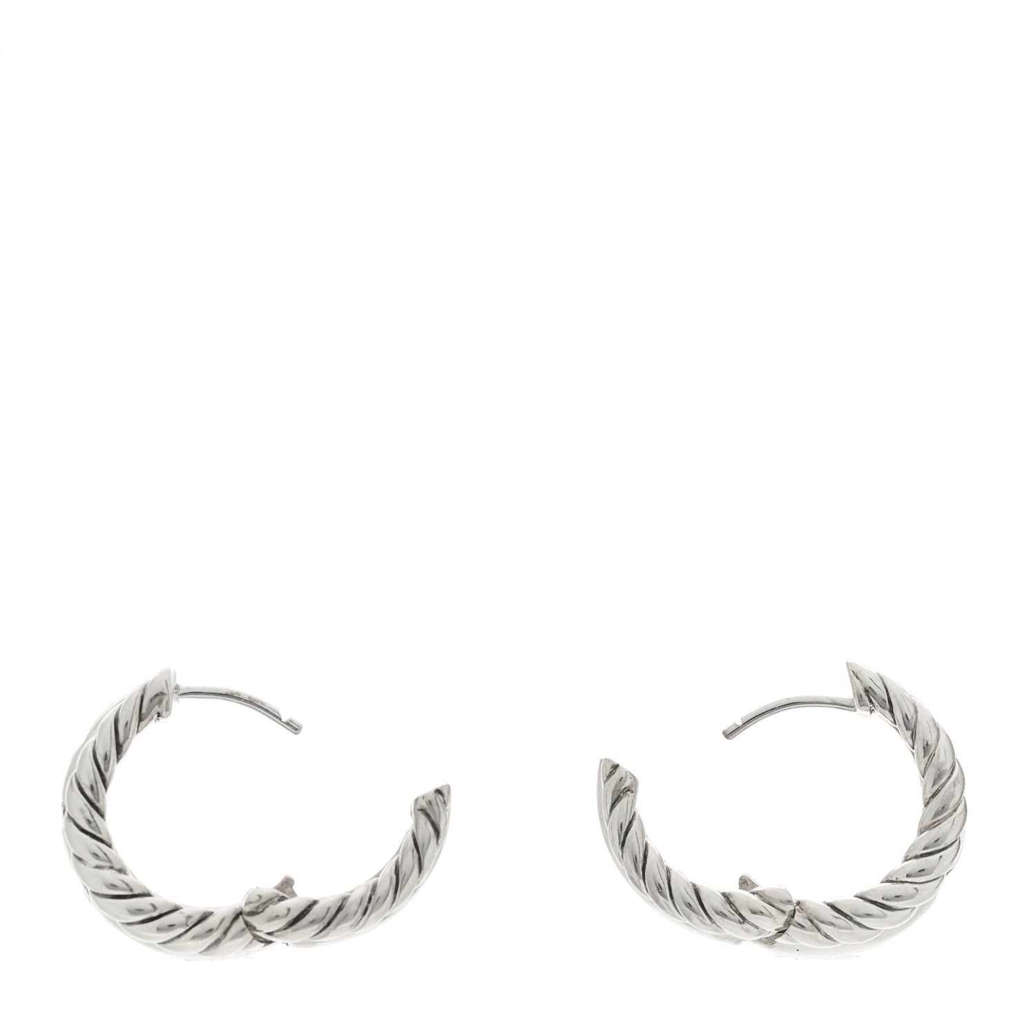 David Yurman Sterling Silver Diamond Stax Hoop Earrings 2 of 3